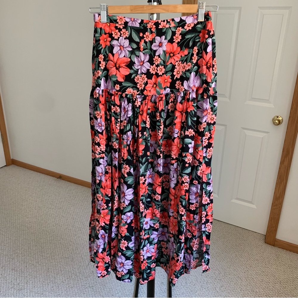 Abel The Label Floral Pull On Midi Skirt Small